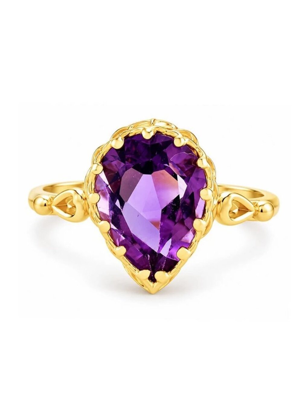 Genuine 1.70 Cts Amethyst Ring 14k Gold